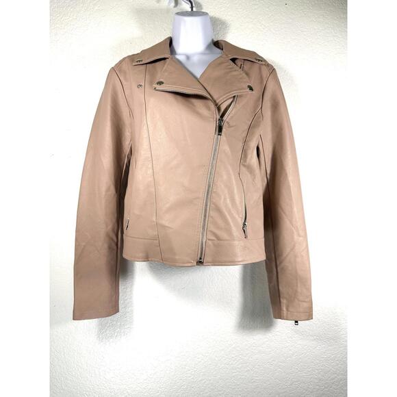 Blush Pink Faux Leather Moto Jacket Women’s S Biker Y2K Streetwear Clueless - Picture 1 of 6